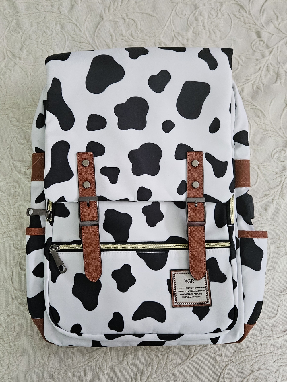 Cow-Print Black & White Backpack